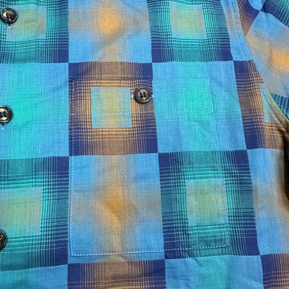 NWT Percival Razzle Check Long Sleeve Shirt Organic Cotton Blue Multi Mens Sz L - Picture 7 of 12